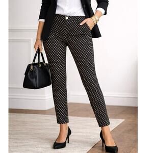 J McLaughlin Becca Black Brown Geometric  Patterned Slim Fit pants 6